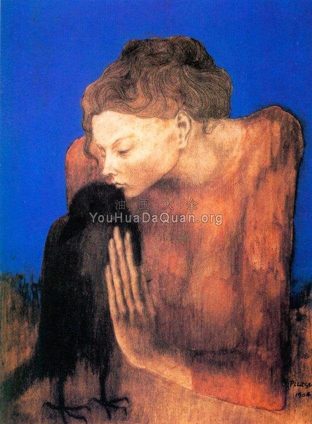 有乌鸦的女人肖像 - 巴勃罗·毕加索